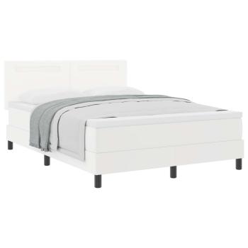 Boxspringbett mit Matratze Weiß 140 x 200 cm Kunstleder