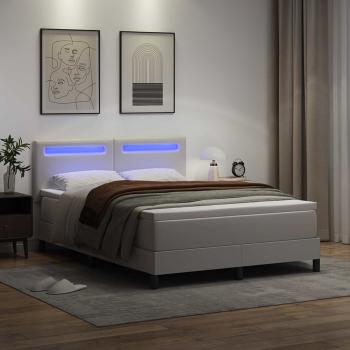 Boxspringbett mit Matratze Weiß 140 x 200 cm Kunstleder