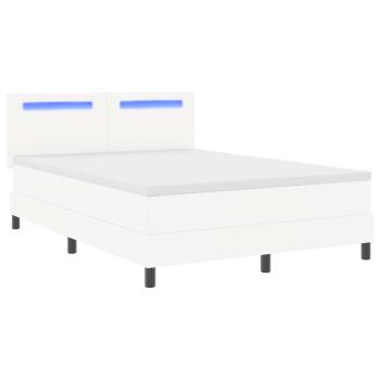 Boxspringbett mit Matratze Weiß 140 x 200 cm Kunstleder