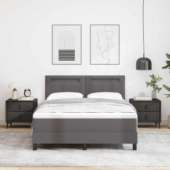 ARDEBO.de - Boxspringbett mit Matratze Grau 140 x 200 cm Kunstleder