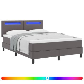 Boxspringbett mit Matratze Grau 140 x 200 cm Kunstleder