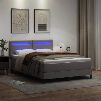 Boxspringbett mit Matratze Grau 140 x 200 cm Kunstleder