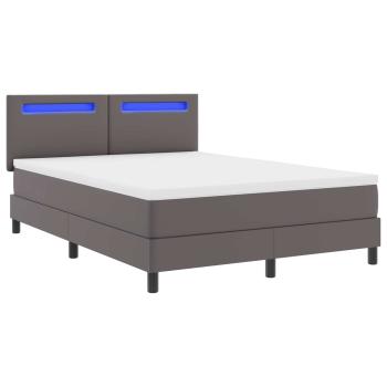 Boxspringbett mit Matratze Grau 140 x 200 cm Kunstleder