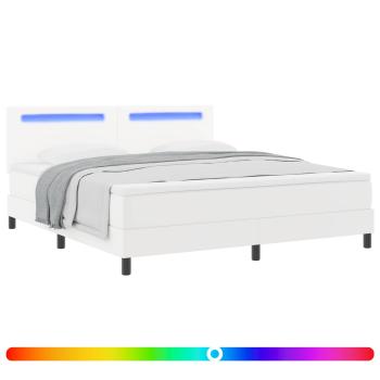 Boxspringbett mit Matratze Weiß 180 x 200 cm Kunstleder