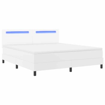 Boxspringbett mit Matratze Weiß 180 x 200 cm Kunstleder