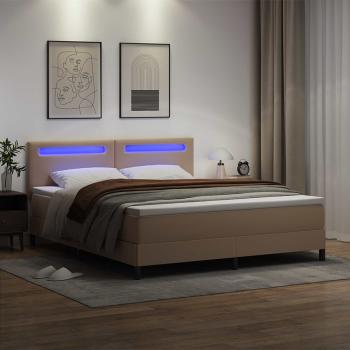 Boxspringbett mit Matratze Cappuccino 180 x 200 cm Kunstleder