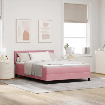 ARDEBO.de - Boxspringbett mit Matratze mit Kopfteil Rosa 140 x 190 cm Samt