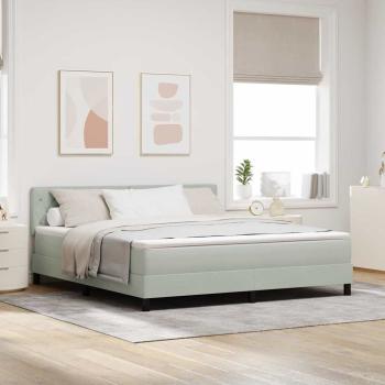 ARDEBO.de - Boxspringbett mit Matratze Hellgrau 180 x 200 cm Samt