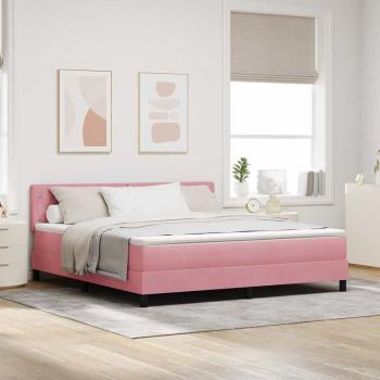 ARDEBO.de - Boxspringbett mit Kopfteil Rosa 180 x 200 cm Samt