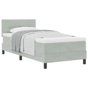 Boxspringbett mit Kopfteil Hellgrau 80 x 200 cm Samt
