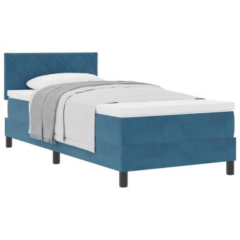 Boxspringbett mit Kopfteil Dunkelblau 100 x 200 cm Samt