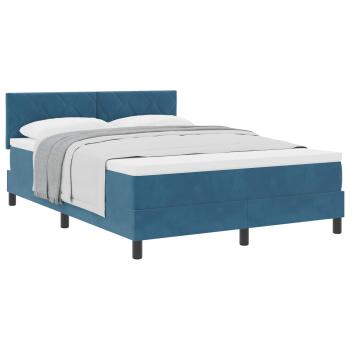 Boxspringbett mit Kopfteil Dunkelblau 140 x 190 cm Samt