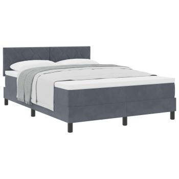 Boxspringbett mit Kopfteil Dunkelgrau 140 x 200 cm Samt