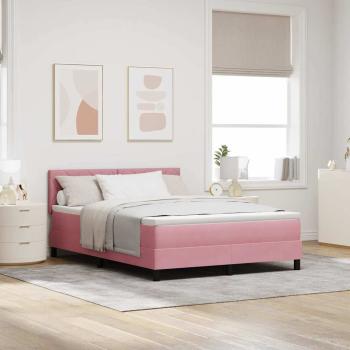 ARDEBO.de - Boxspringbett mit Kopfteil Rosa 140 x 200 cm Samt