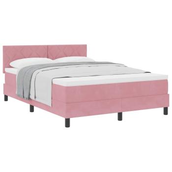 Boxspringbett mit Kopfteil Rosa 140 x 200 cm Samt