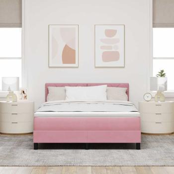 Boxspringbett mit Kopfteil Rosa 140 x 200 cm Samt