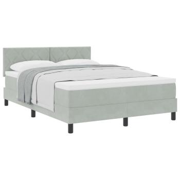 Boxspringbett mit Kopfteil Hellgrau 160 x 200 cm Samt