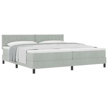 Boxspringbett mit Kopfteil Hellgrau 200 x 200 cm Samt