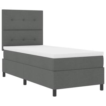Boxspringbett mit Kopfteil Dunkelgrau 90 x 190 cm Stoff