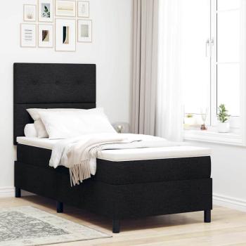 ARDEBO.de - Boxspringbett mit Kopfteil Schwarz 100 x 200 cm Stoff