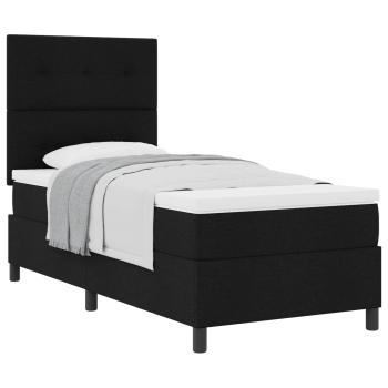 Boxspringbett mit Kopfteil Schwarz 100 x 200 cm Stoff