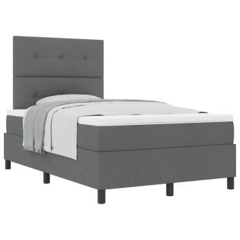 Boxspringbett mit Kopfteil Dunkelgrau 120 x 190 cm Stoff