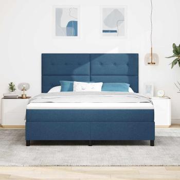 Boxspringbett mit Kopfteil Blau 180 x 200 cm Stoff