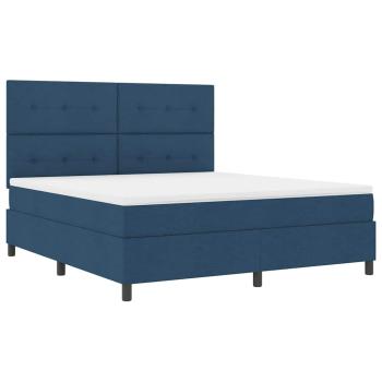 Boxspringbett mit Kopfteil Blau 180 x 200 cm Stoff