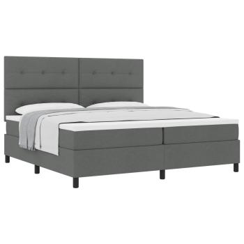 Boxspringbett mit Kopfteil Dunkelgrau 200 x 200 cm Stoff