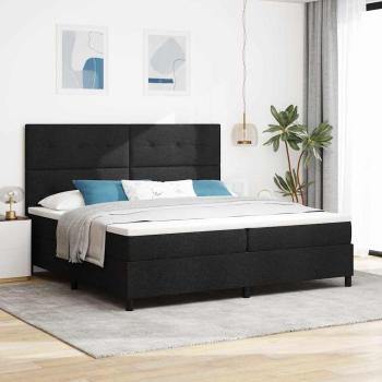 ARDEBO.de - Boxspringbett mit Kopfteil Schwarz 200 x 200 cm Stoff
