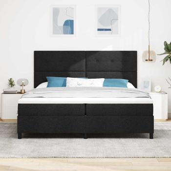 Boxspringbett mit Kopfteil Schwarz 200 x 200 cm Stoff