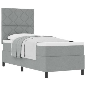 Boxspringbett mit Kopfteil Hellgrau 80 x 200 cm Stoff