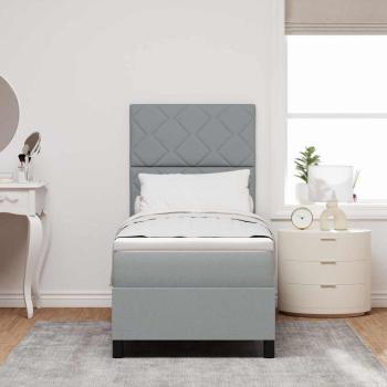 Boxspringbett mit Kopfteil Hellgrau 80 x 200 cm Stoff