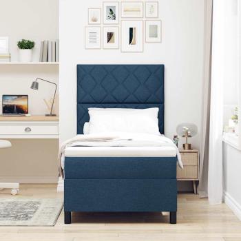 Boxspringbett mit Kopfteil Blau 90 x 190 cm Stoff