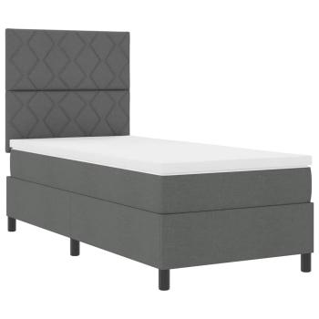 Boxspringbett mit Kopfteil Dunkelgrau 90 x 200 cm Stoff
