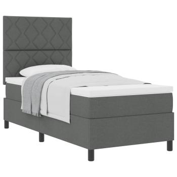 ARDEBO.de - Boxspringbett mit Kopfteil Dunkelgrau 100 x 200 cm Stoff