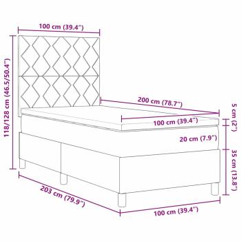 Boxspringbett mit Kopfteil Dunkelgrau 100 x 200 cm Stoff