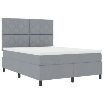 Boxspringbett mit Kopfteil Hellgrau 140 x 190 cm Stoff