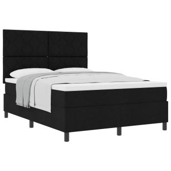 Boxspringbett mit Kopfteil Schwarz 140 x 190 cm Stoff