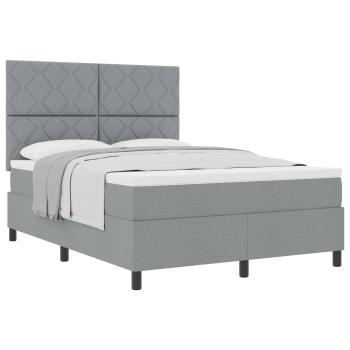 Boxspringbett mit Kopfteil Hellgrau 140 x 200 cm Stoff
