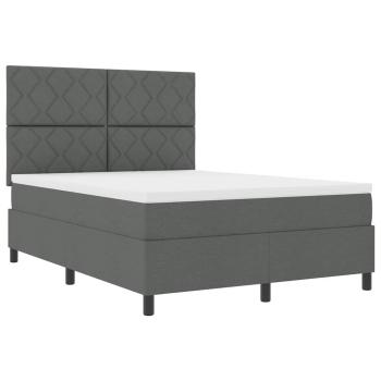Boxspringbett mit Kopfteil Dunkelgrau 140 x 200 cm Stoff