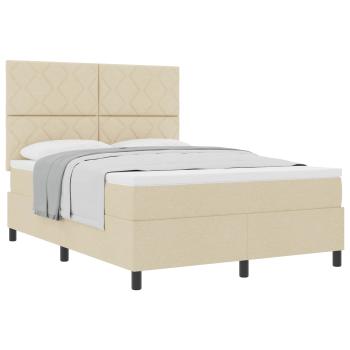 Boxspringbett mit Kopfteil Creme 160 x 200 cm Stoff