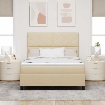 Boxspringbett mit Kopfteil Creme 160 x 200 cm Stoff