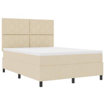 Boxspringbett mit Kopfteil Creme 160 x 200 cm Stoff