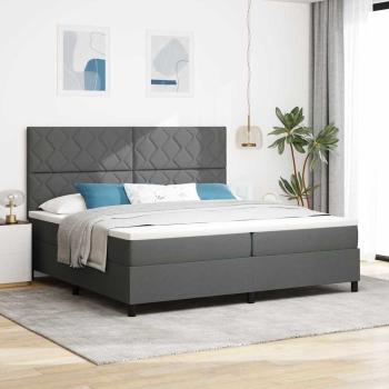 ARDEBO.de - Boxspringbett mit Kopfteil Dunkelgrau 200 x 200 cm Stoff