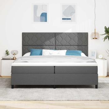 Boxspringbett mit Kopfteil Dunkelgrau 200 x 200 cm Stoff
