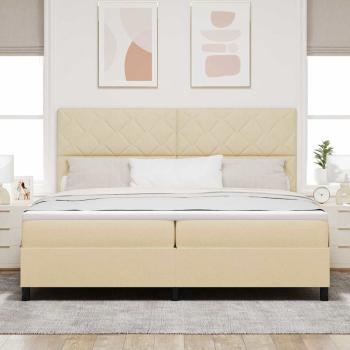 Boxspringbett mit Kopfteil Creme 200 x 200 cm Stoff