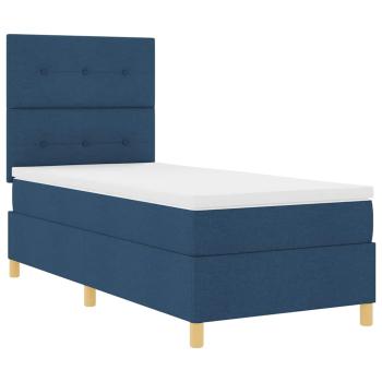 Boxspringbett mit Kopfteil Blau 90 x 200 cm Stoff