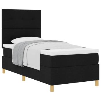 Boxspringbett mit Kopfteil Schwarz 100 x 200 cm Stoff
