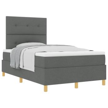 Boxspringbett mit Kopfteil Dunkelgrau 120 x 200 cm Stoff